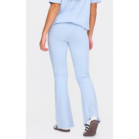 PRETTY LITTLE THING Womens Pale Blue Printed Flared Trouser Pants Size 6 - Picture 2 of 5